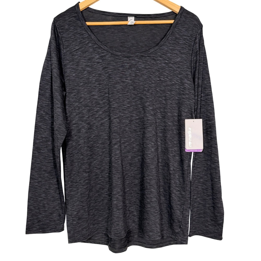 Marika Lifestyle Long Sleeve Top Heather Black Space Dye MLT2774A XL NEW